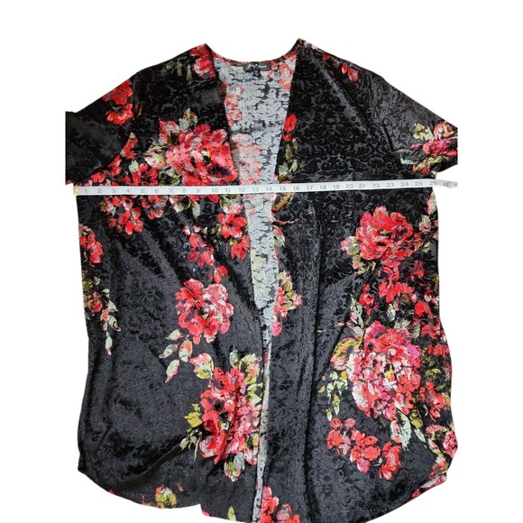 Slinky Brand Whimsigoth Floral Velvet Burnout Kimono Womens Plus Size 1X Black - Picture 6 of 9